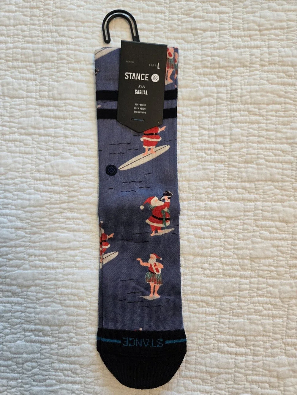 Stance Surfing Santa Kids Crew Socks in Blue and Red